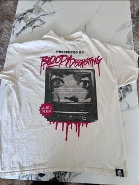 Blood! Disgusting Graphic Short Sleeve Tee - White